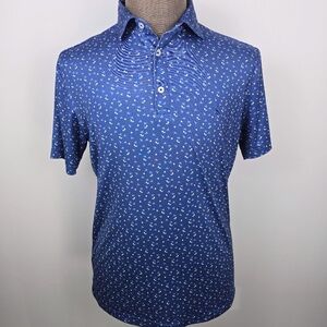 TailorByrd Men's Medium Performance Golf Polo - Blue Geometric Print